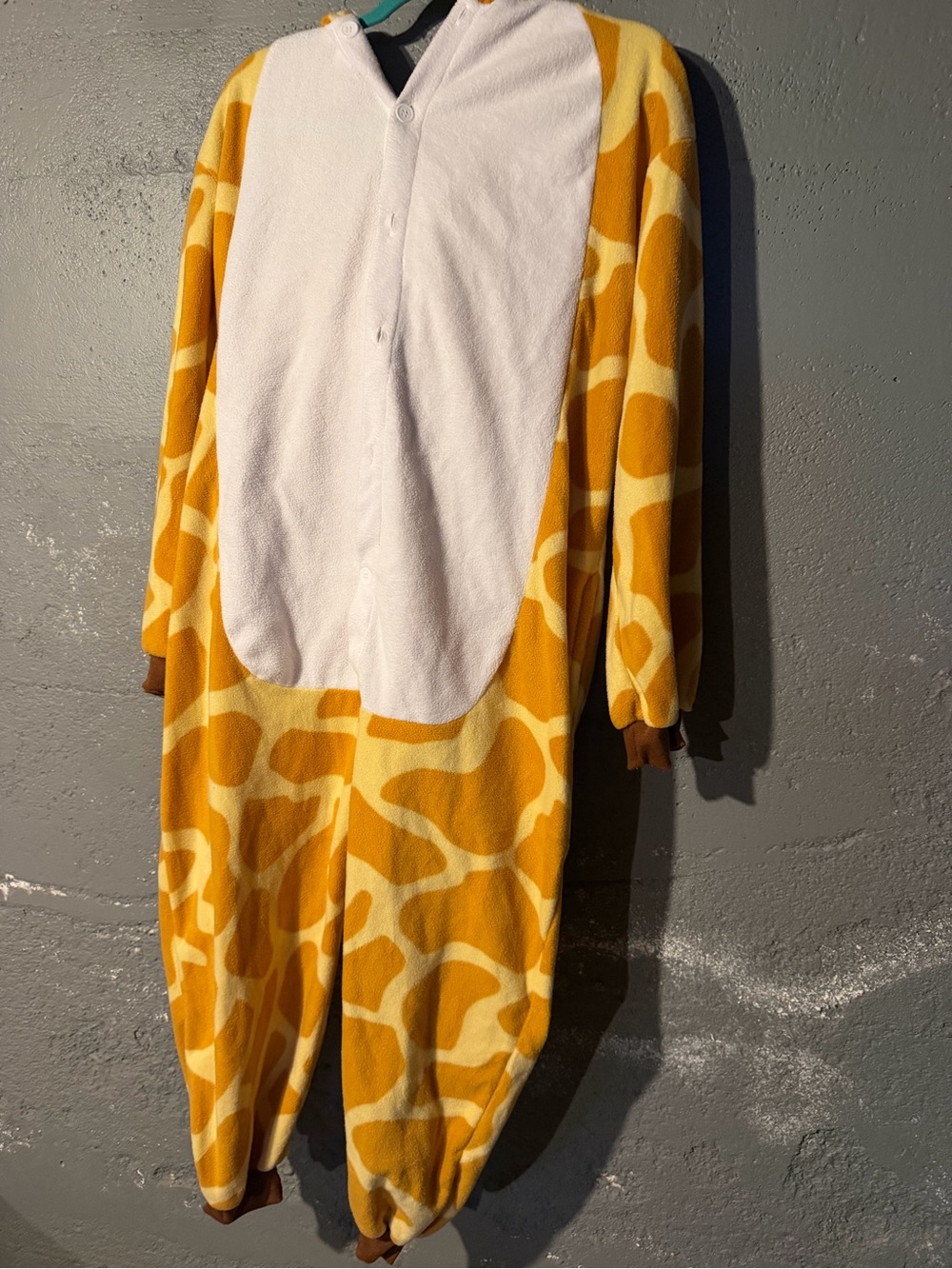 Giraffe Print Fleece Onesie Jumpsuit - Yellow White